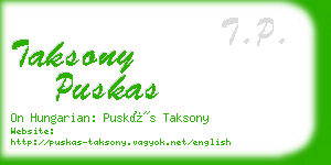 taksony puskas business card